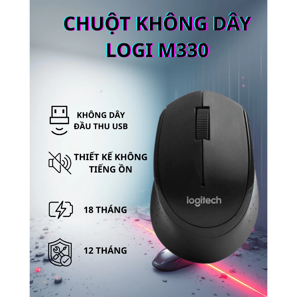 Chuột Không Dây Logitech M330 Silent Plus – Click êm như crush trả lời tin nhắn trong im lặng! 😎