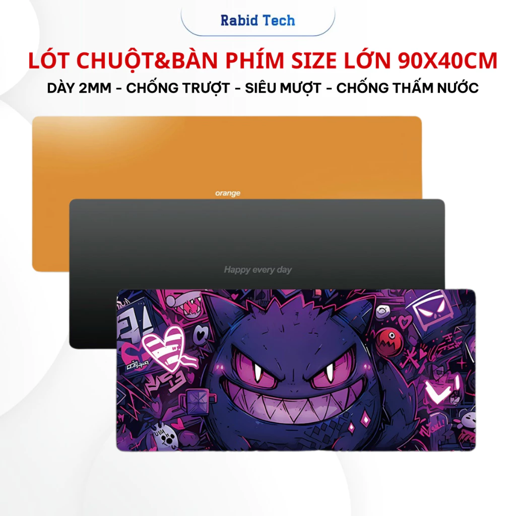Lót Chuột, Pad Chuột Cỡ Lớn Rabid 90*40cm Dày 2mm, Bề Mặt Chống Trượt,Di Chuột Cực Êm, Nhiều Mẫu Đẹp