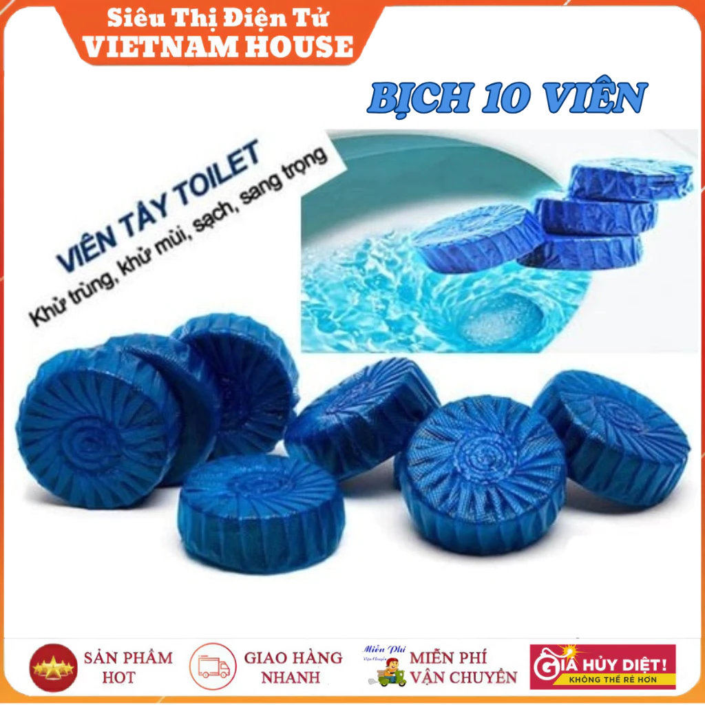 Bịch 10 Viên Tẩy Bồn Cầu Khử Mùi, Khử Vi Khuẩn Siêu Sạch.