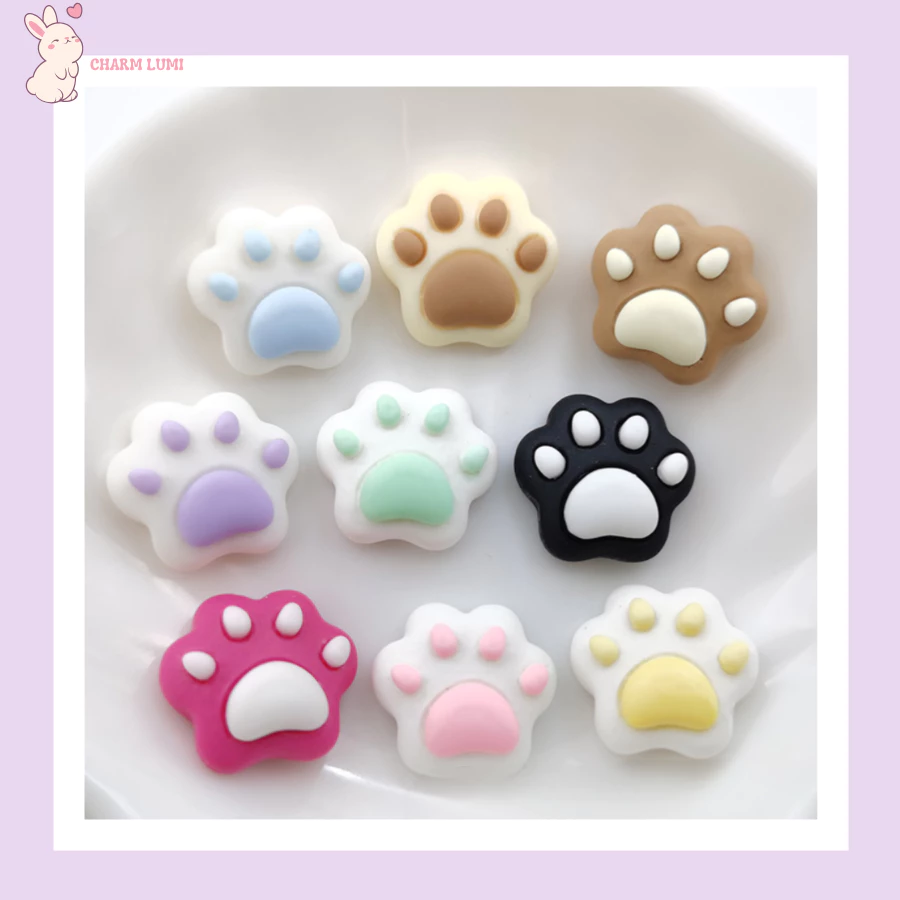 Charm Dấu Chân Mèo Màu Pastel – Phụ Kiện Handmade DIY, Trang Trí Tiểu Cảnh, Ốp Lưng Điện Thoại, Nón Bảo Hiểm,...