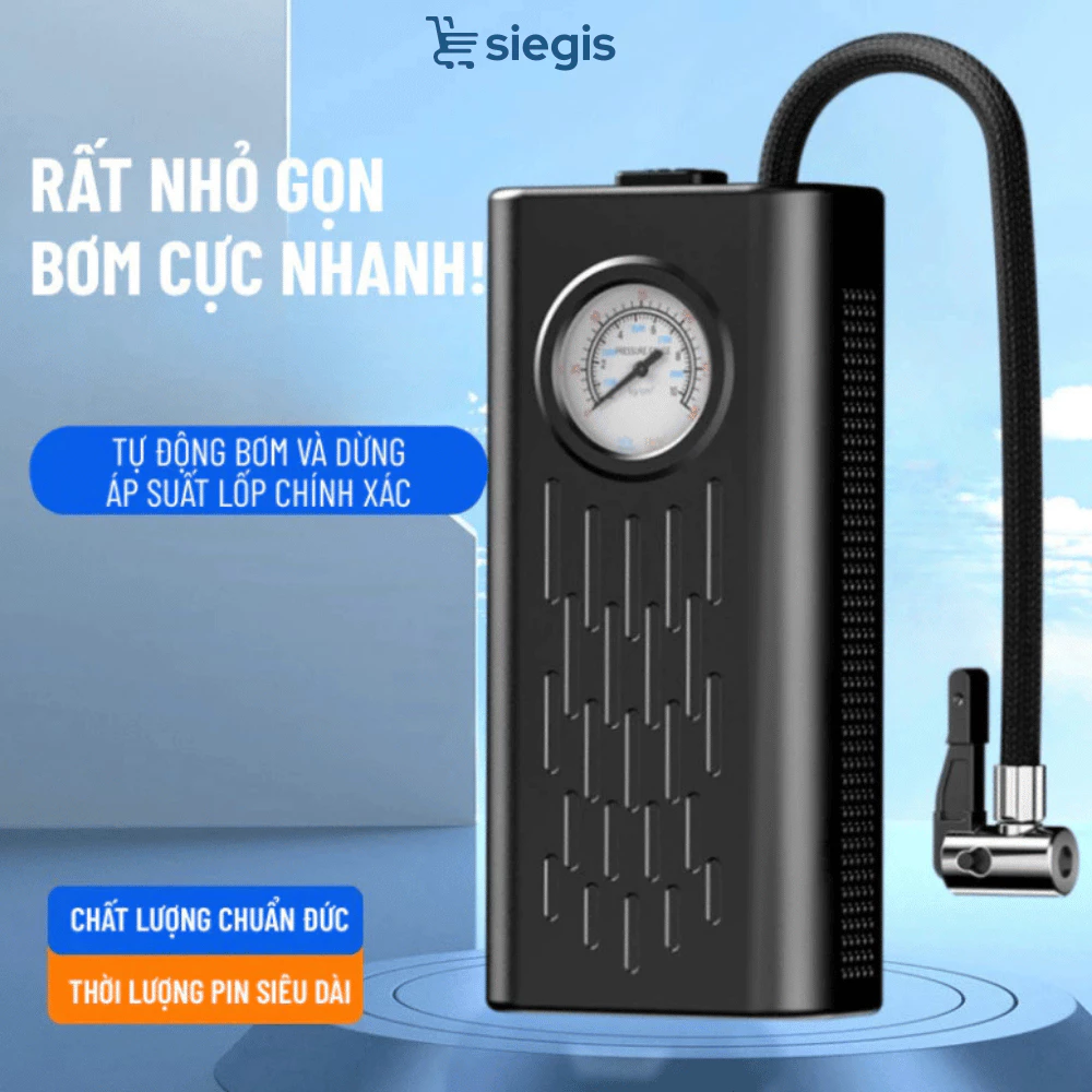 Máy Bơm Lốp Xe Không Dây Dùng Sạc Nhỏ Gọn Tiện Lợi Hiển Thị Áp Suất Thích Hợp Cho Ô Tô Xe Máy Xe Đạp