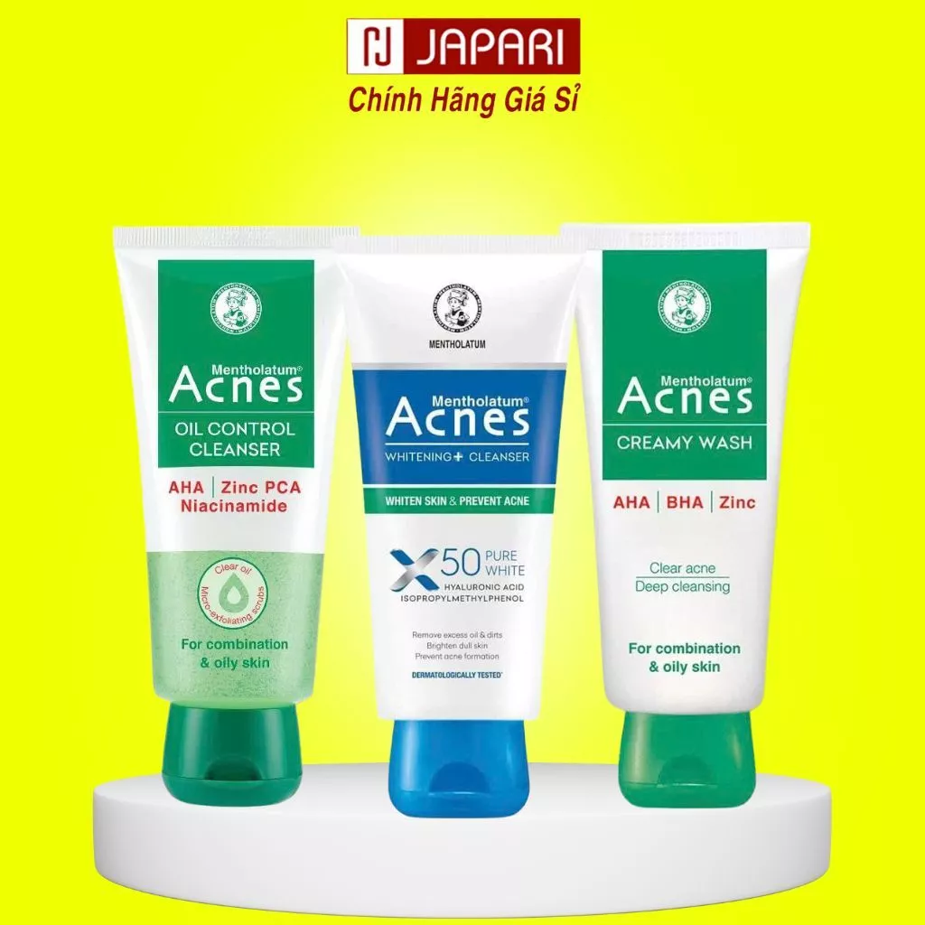 Sữa Rửa Mặt Ngăn Ngừa Mụn Acnes 100g - Gel Rửa Mặt Dưỡng Ẩm, Dưỡng Sáng, Srm Kiềm Dầu - Japari