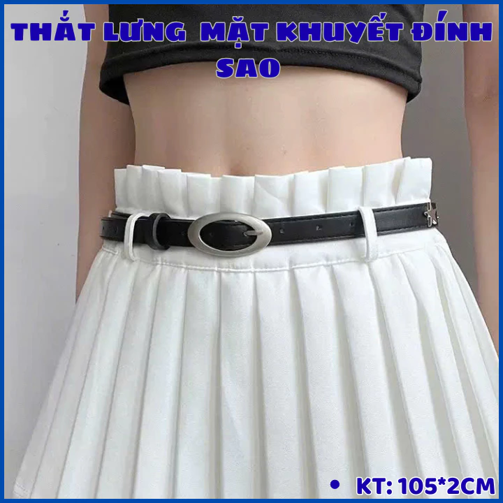 Thắt lưng nữ bản vừa 2cm ,  Belt khóa Oval, dây nịt kiểu ulzzang icon ngôi sao may mắn OLL373