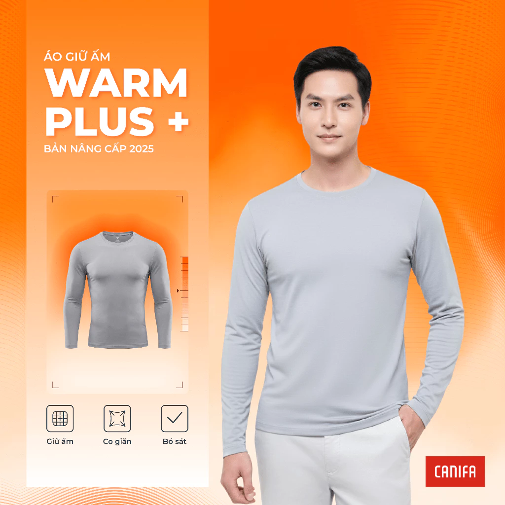 [ GIÁ ĐỘC QUYỀN] Áo body nam cổ tròn CANIFA áo giữ ấm cào bông WARM PLUS 8IT25W009