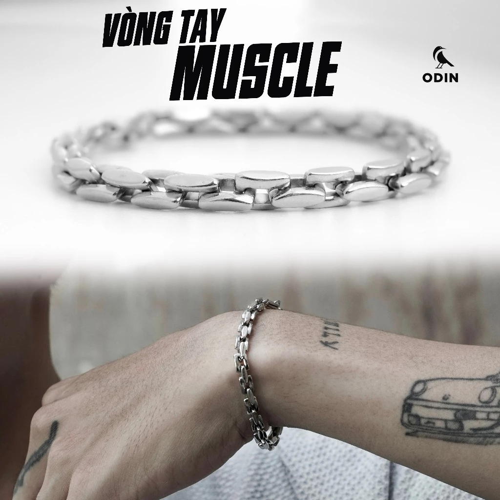 Vòng tay Nam ODIN Muscle-Phong cách Streetwear Cá Tính - Thép Titan 316L-Full Box ODIN