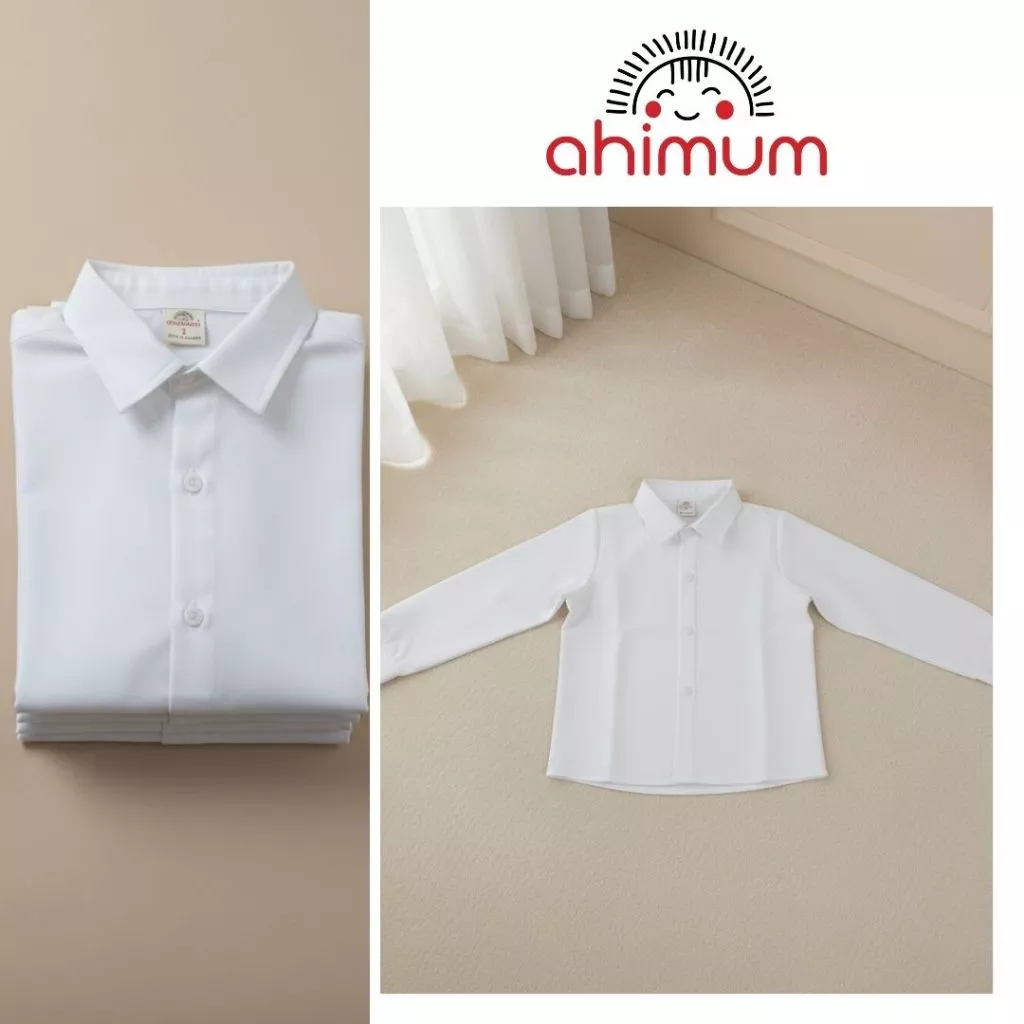 [15.1 - VOUCHER 80K] Áo sơ mi bé trai Hàn Quốc Ahimum mềm thoáng êm bền sơ mi trắng cho bé trai dài tay dáng đẹp