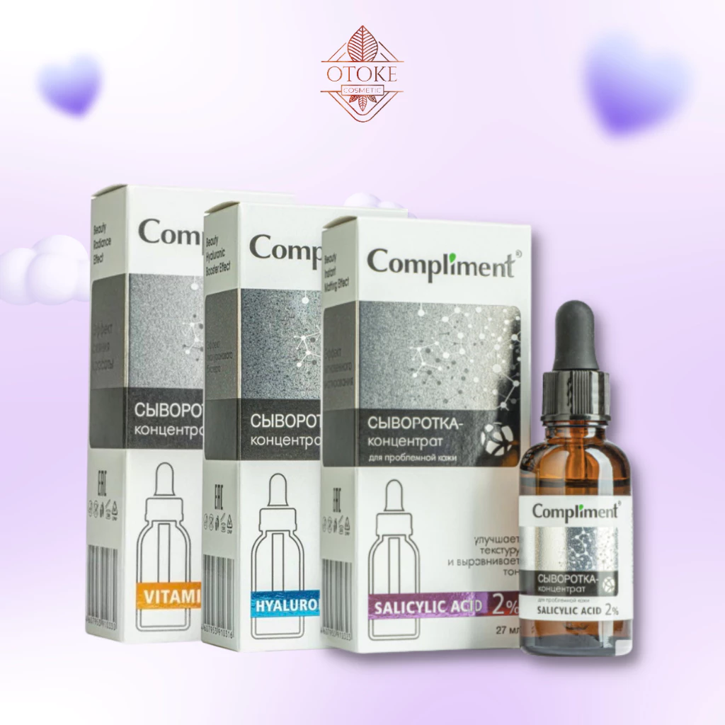 Serum Compliment bha, hyaluronic, vitamin c giúp giảm mụn, phục hồi và làm đều màu 27ml