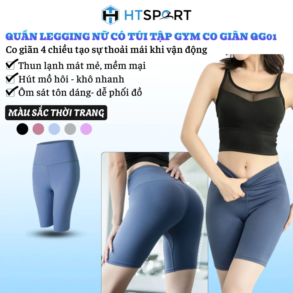 Quần Tập Gym Nữ Lửng, Quần Legging Thể Thao QG04 Lưng Cao Tập Yoga Aerobic Tôn Dáng, Thun Co Giãn Thấm Hút Mồ Hôi Tốt