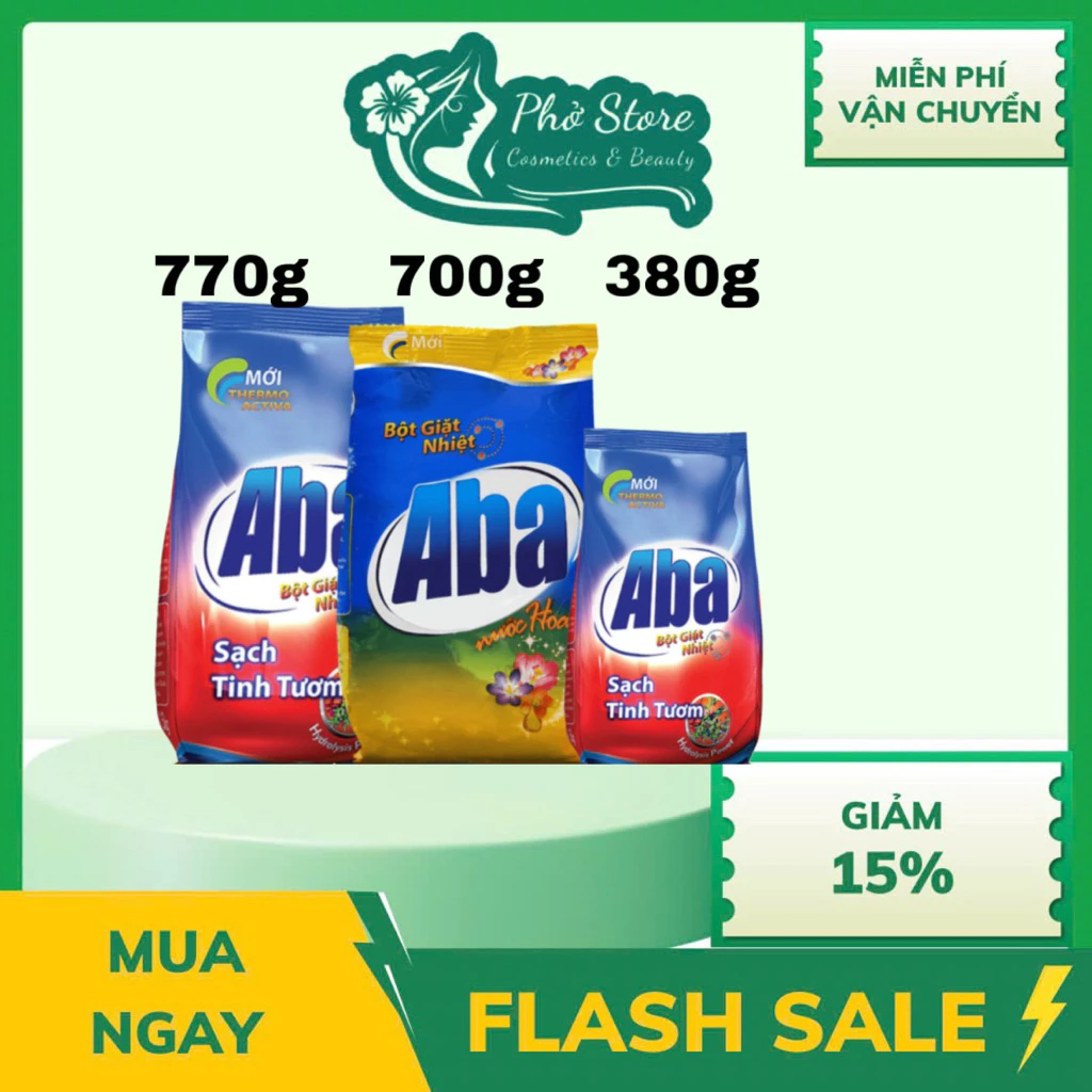 Bột giặt nhiệt ABA túi 380g / 770g sạch tinh tươm Xà bông giặt đồ A3 túi 700g hương nước hoa cho giặt tay, giặt máy