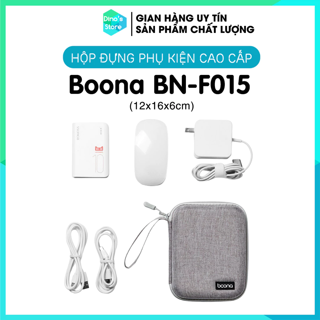 Hộp đựng cáp sạc laptop điện thoại hộp đựng phụ kiện công nghệ form cứng size lớn Baona (Boona) F015 F016 DinoStore