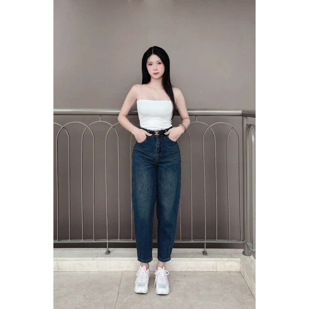 Quần jean bagyy nữ cạp cao túi thêu  [M71]