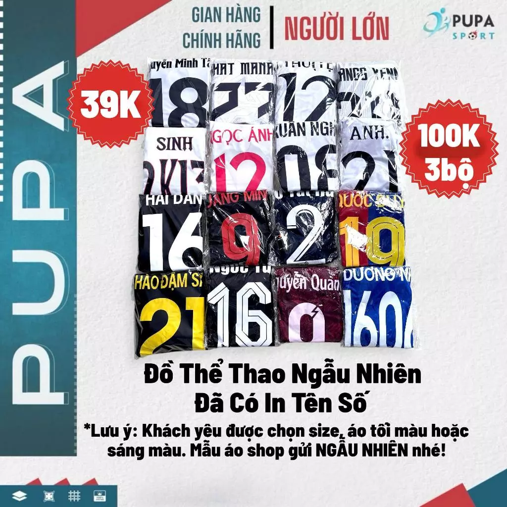 Đồ Thể Thao THANH LÝ GIÁ RẺ - Shop gửi mẫu ĐÃ CÓ TÊN SỐ sau áo NGẪU NHIÊN trong kho, Khách Chỉ Cần Chọn Size