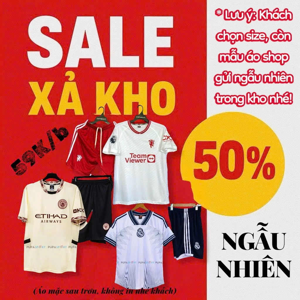 [XẢ KHO – NGẪU NHIÊN – KHÔNG IN] Bộ quần áo bóng đá – Đồ thể thao thun lạnh/mè Hàn cho nam/nữ