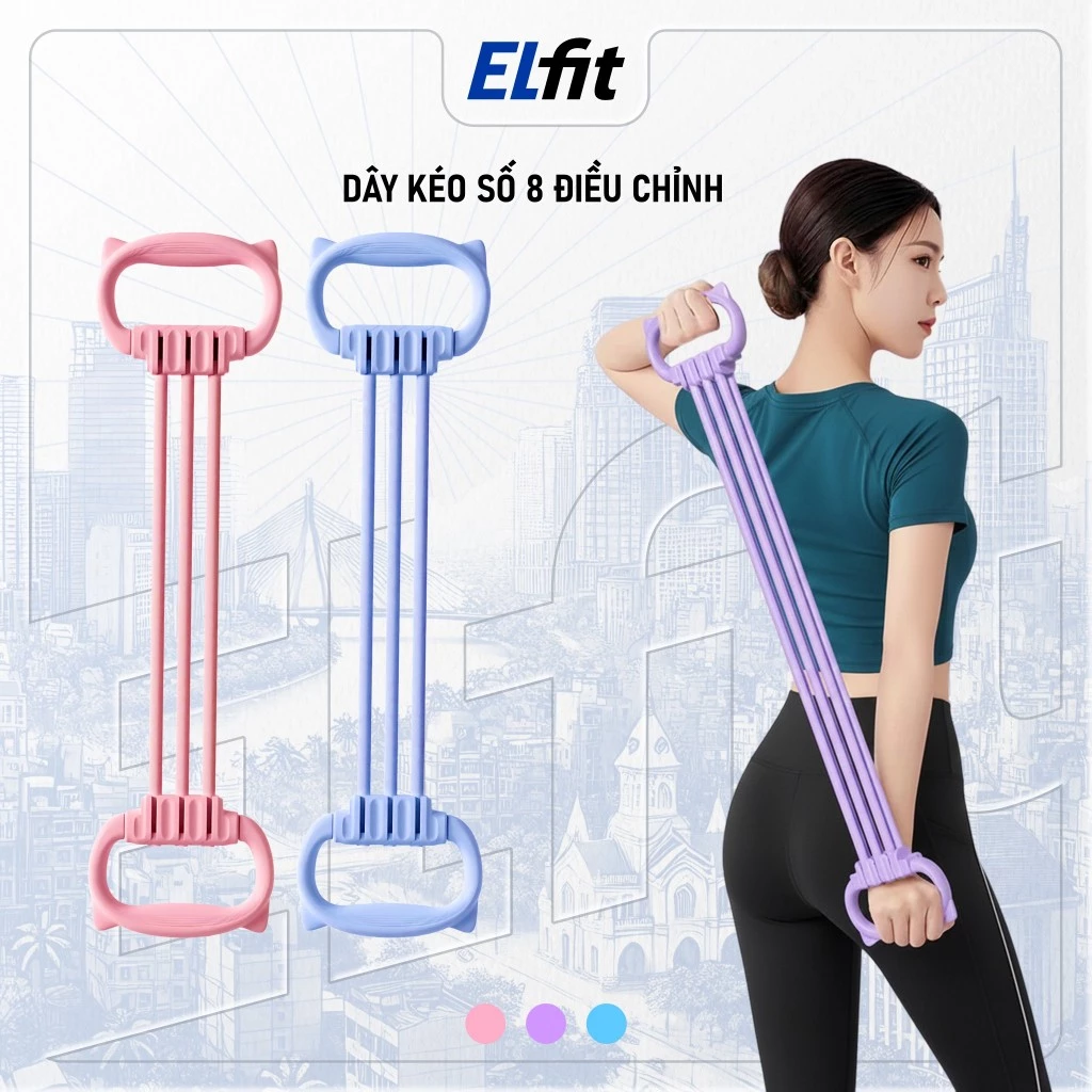 Dây Tập Kháng Lực Số 8 Tai Mèo - 15-90lbs - Dành Cho Văn Phòng, Nội Trợ - DayKeoTaiMeo