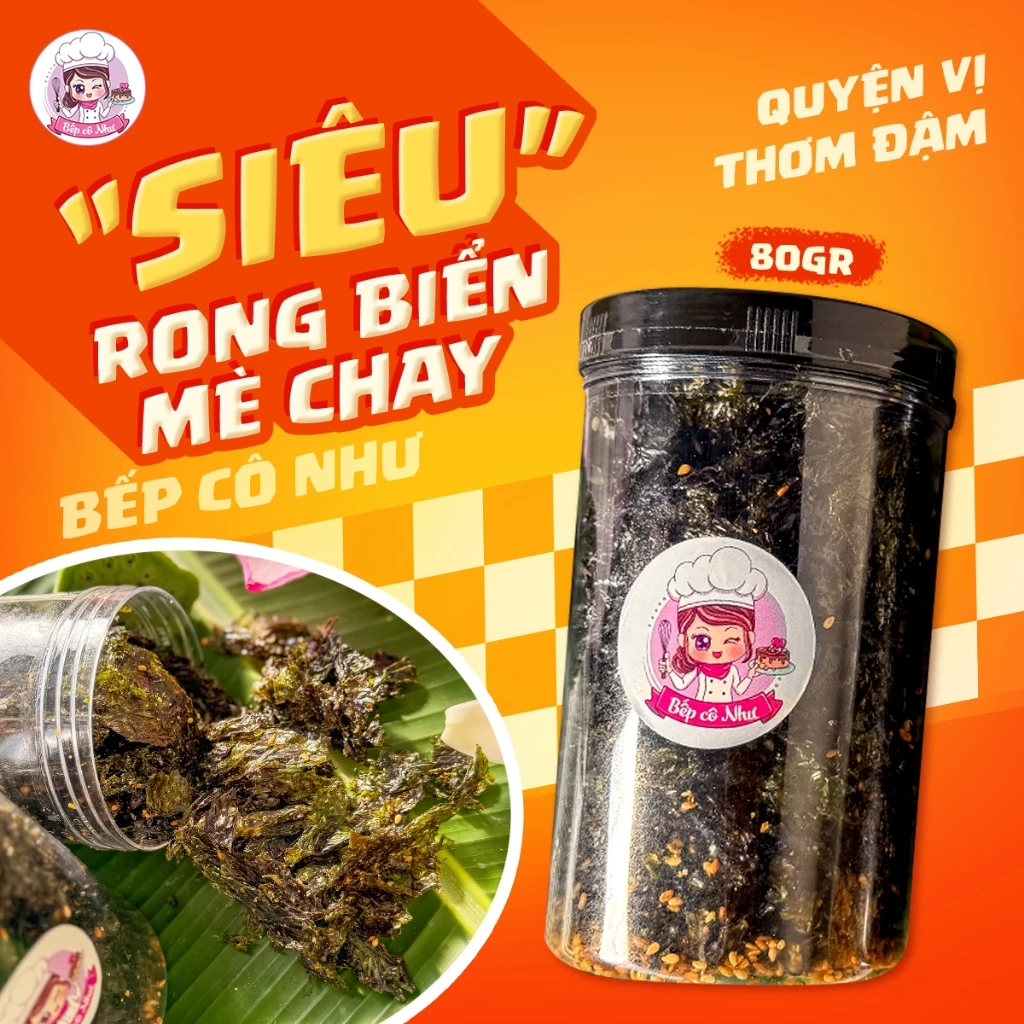 Siêu Rong Biển Mè Chay - Quyện Vị, Thơm Đậm - Hộp 80gr | Đồ ăn vặt Bếp Cô Như