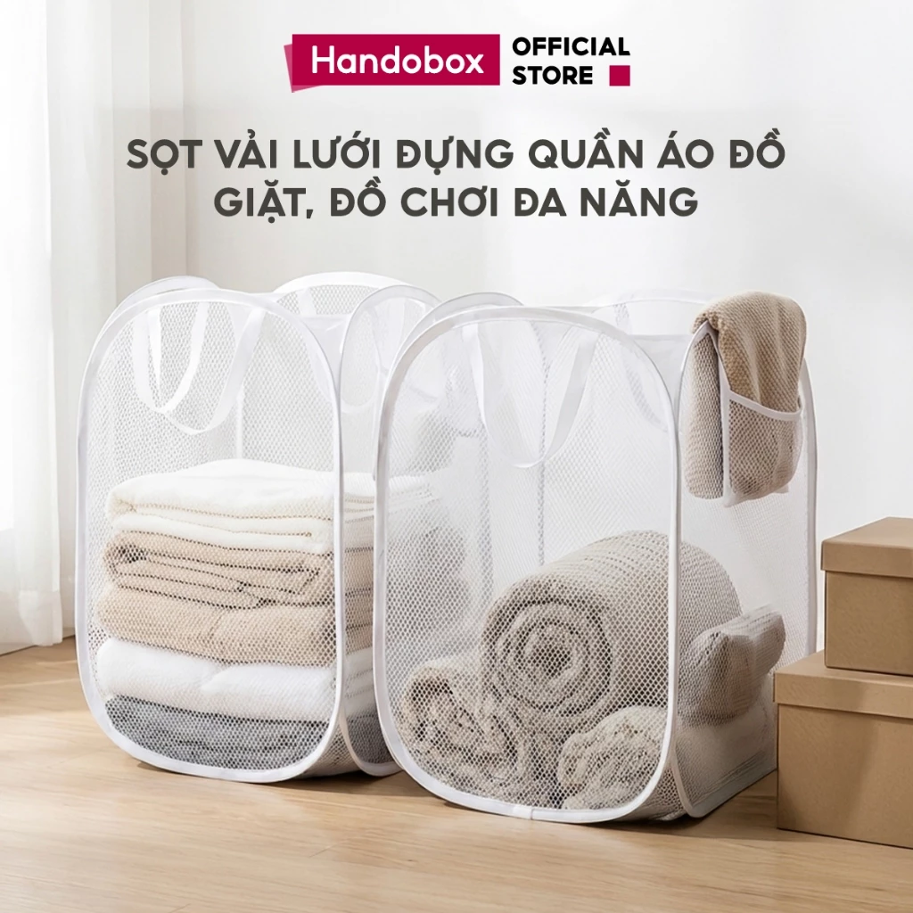 Giỏ Đựng Quần Áo Cỡ Lớn Gấp Gọn Handobox Sọt Đựng Đồ Vải Đựng Quần Áo Giặt Đa Năng Tiện Ích