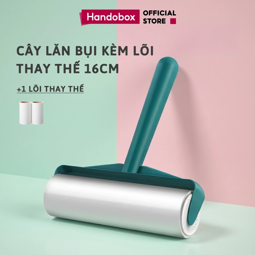 COMBO Cây Lăn Bụi + Cuộn Lõi Lăn Bụi 60 Lớp Siêu Dính Handobox Dụng Cụ Lăn Lông Chó Mèo 16cm 10cm