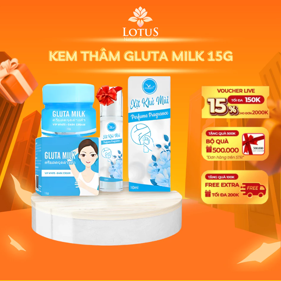 [MUA 1 TẶNG 1] Kem Thâm nách Gluta Milk giảm thâm, ngăn mùi cơ thể hiệu quả an toàn tặng kèm xịt khử mùi