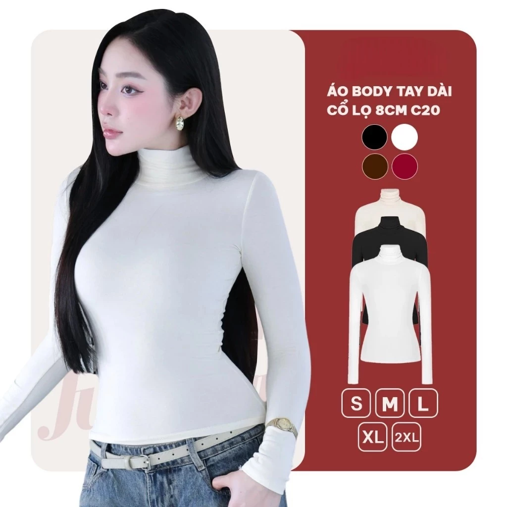 [Peinn] Áo thun cổ lọ 8p dài tay giữ nhiệt cổ lọ cao 8cm co giãn chất cotton mịn dày dặn 12 Tháng Sáu MA2803
