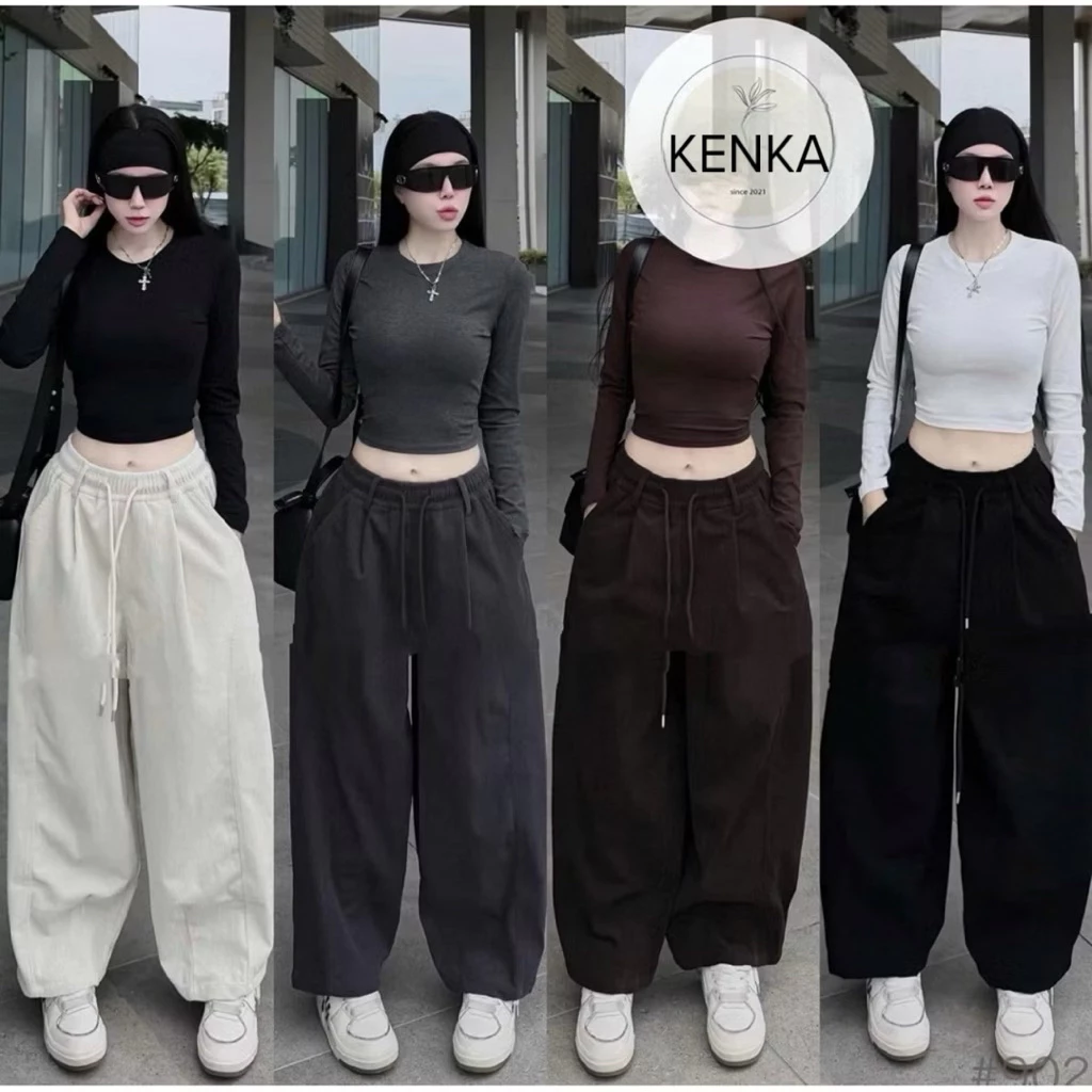 Quần Baggy Nhung Tăm Dáng Thụng Ống Rộng Cạp Chun Có Dây Rút Phong Cách Trẻ Trung - Mẫu Mới M421