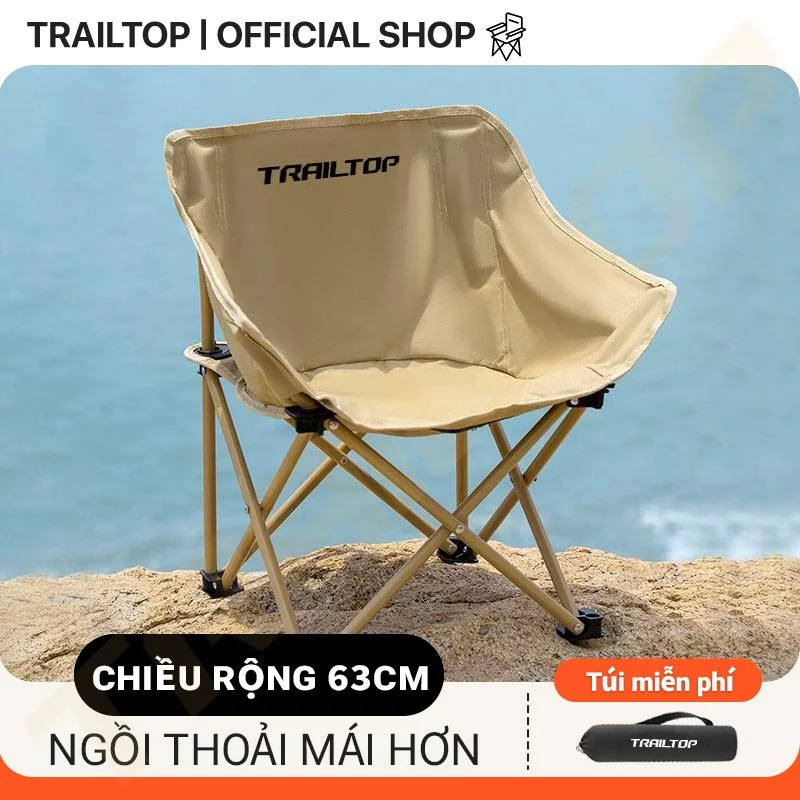 【COD】Trailtop Ghế Gấp Gọn Camping - Ghế Câu Cá Dã Ngoại Nhẹ Gọn, Ghế Mặt Trăng Chịu Lực 160kg