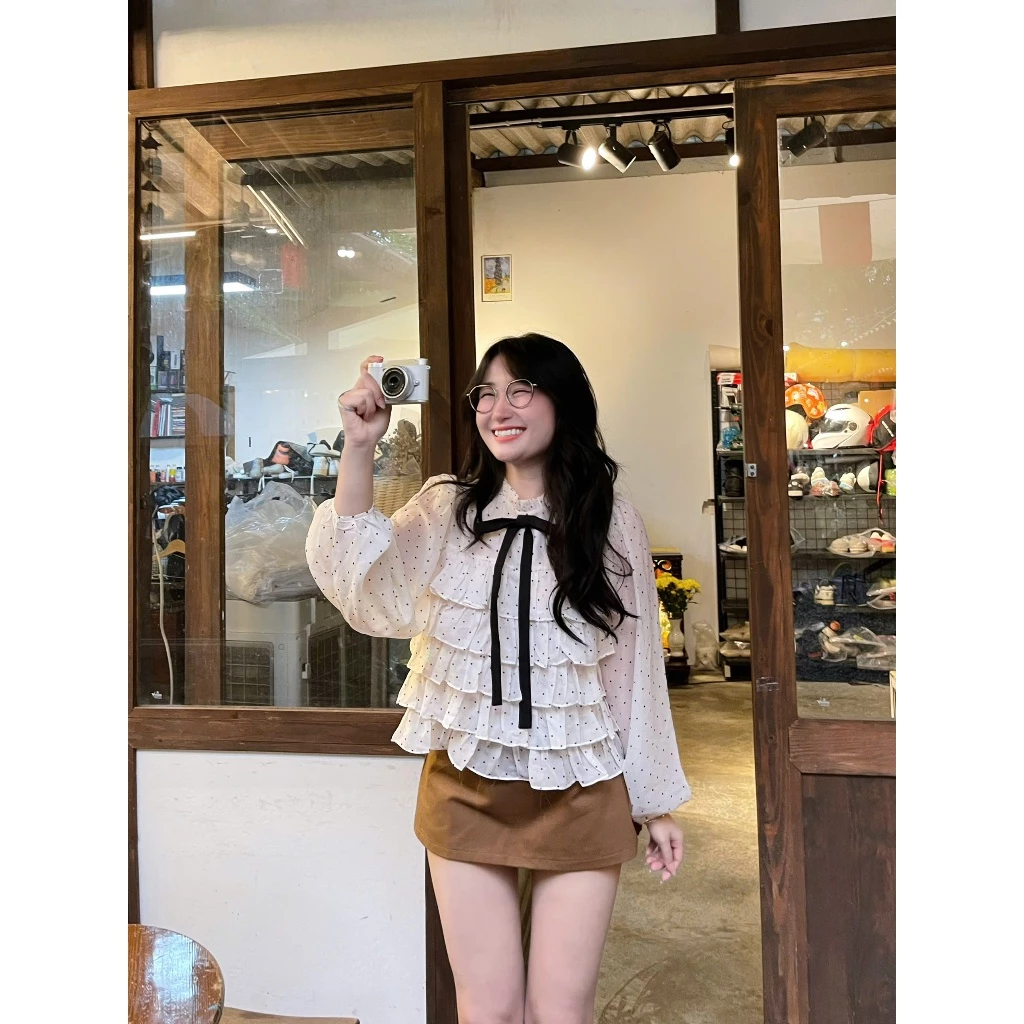 Áo Bi Tầng Nơ Tay Dài Freesize [Một Mẩu House]