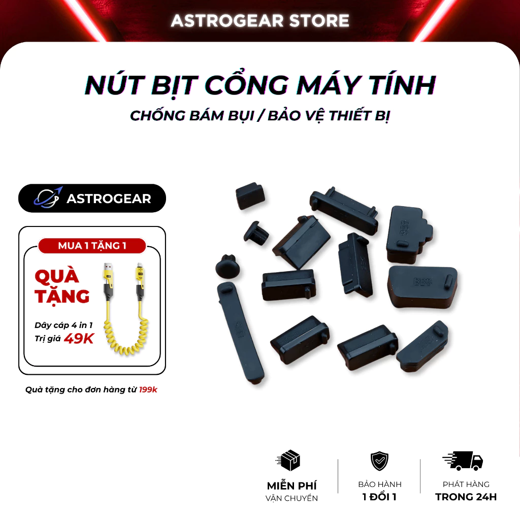 Bộ 16 Nút Bịt Cổng Silicon Cho Laptop PC, Chống Bụi Cho Cổng Type-C, USB, HDMI, VGA, Bảo Vệ Thiết Bị