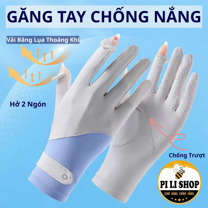 Găng Tay Nữ Chống Nắng Lớp Vải Mỏng Nhẹ Thoáng Khí, Găng Tay Vải Lụa Băng Hở Ngón Có Chống Trượt