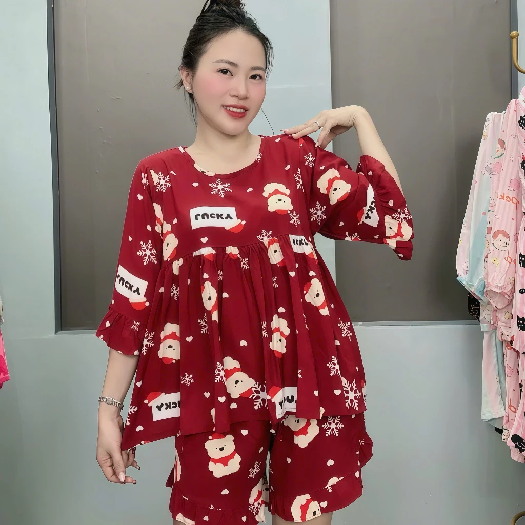 QUẦN ĐÙI BABYDOLL TAY LỠ PHOM TO TL271 - Đồ Bộ Tole Lanh Nữ Măc Nhà Tay Lỡ Quần Đùi M/L/XL/2XL