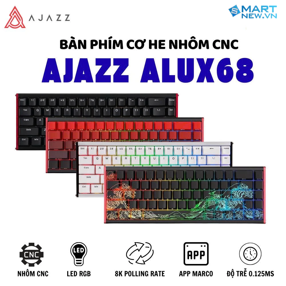 Bàn Phím Cơ Rapid Trigger Nhôm Anode CNC Ajazz ALUX68 - LED RGB - 8K Hz - App marco -  Gaming Esport - Gaminghouse