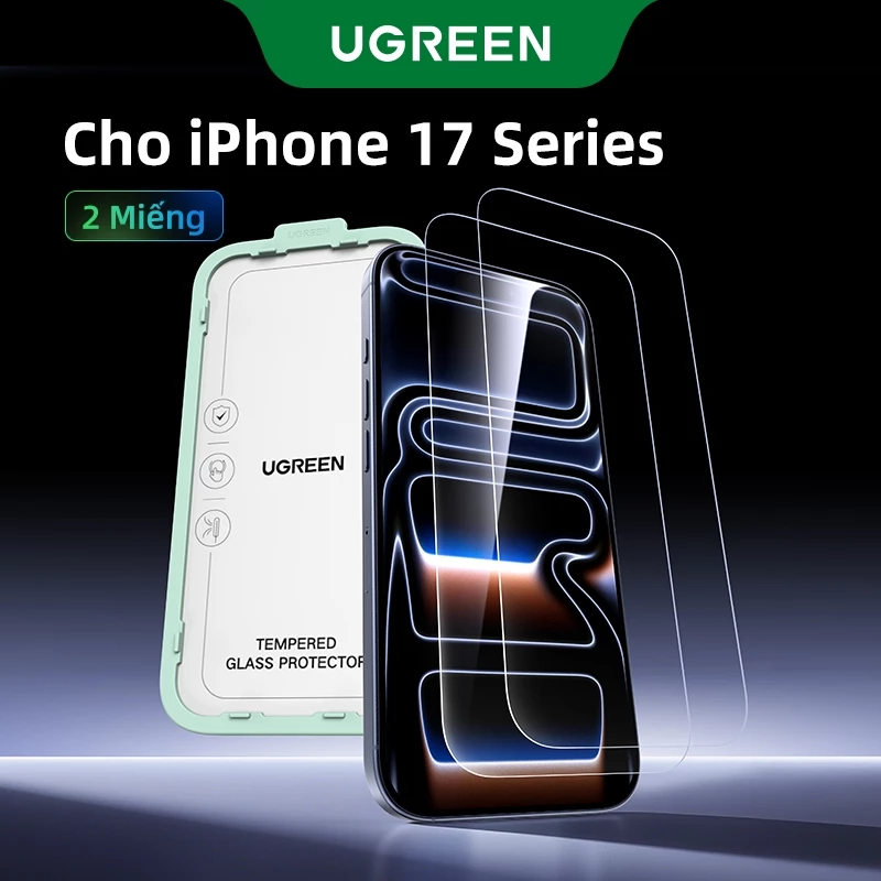 [Dòng HD không viền] Kính cường lực bảo vệ màn hình UGREEN 2 chiếc cho phim bảo vệ màn hình iPhone 17 Pro Max