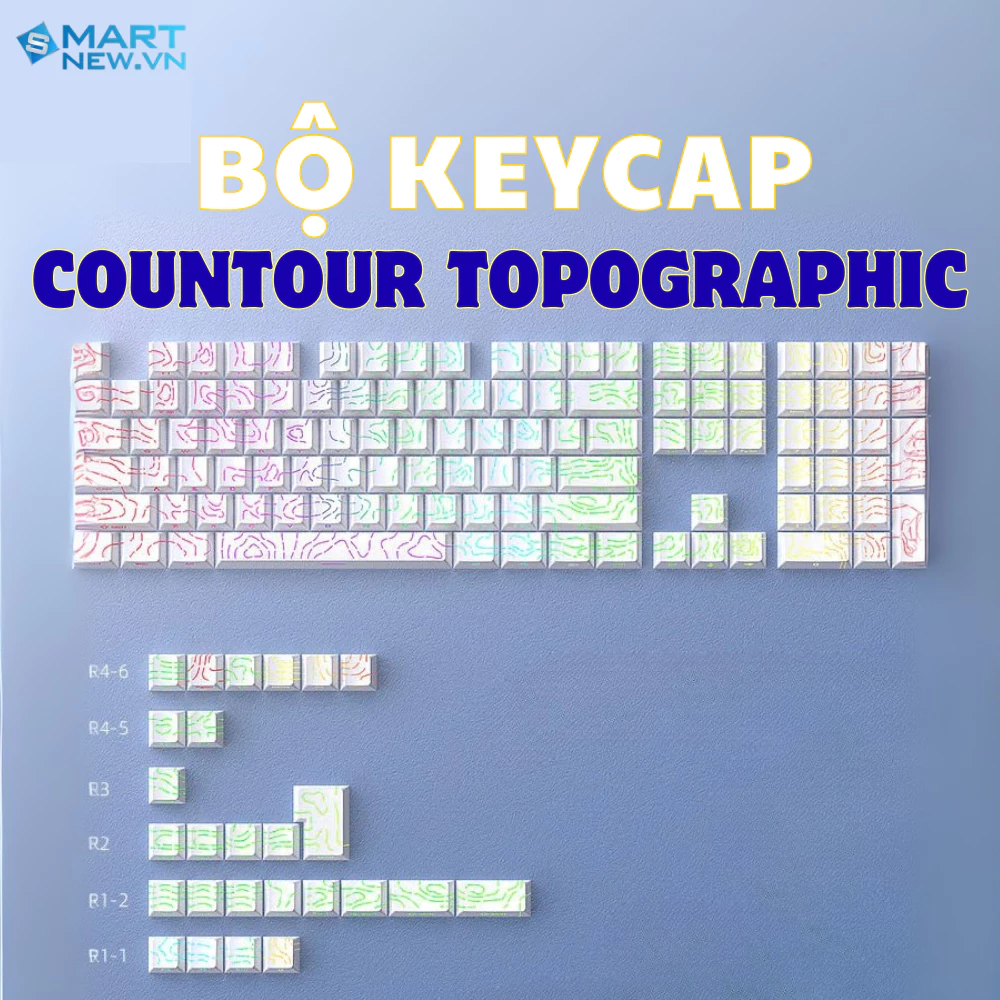 Bộ Keycap Contour ToPo GRAPHIC - Xuyên Led - Mạch Xuôi - PBT Double shot - OEM
