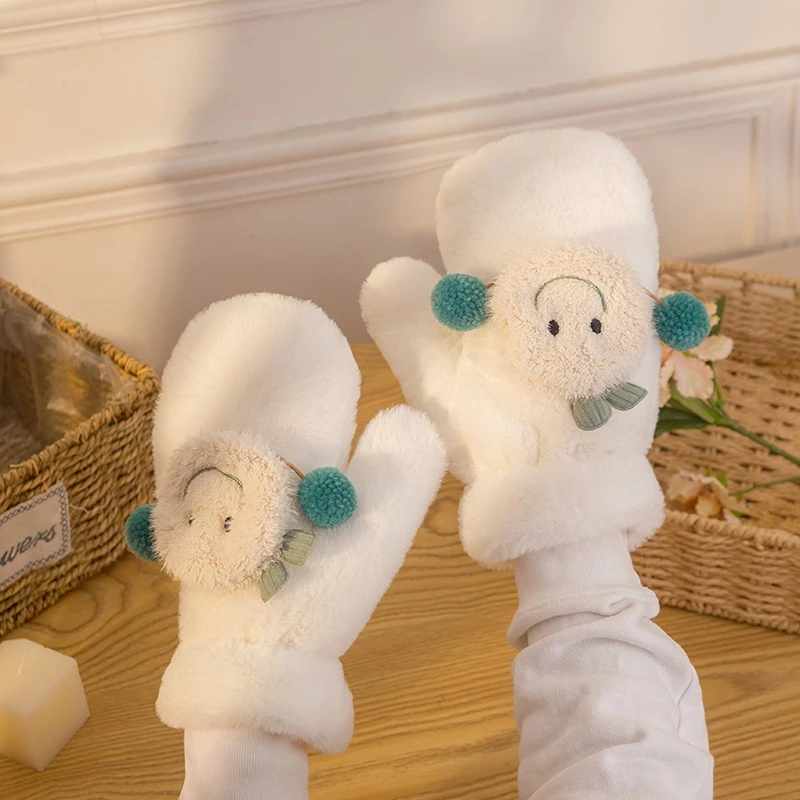 Găng Tay Lông Mặt Cười Cute Siêu Mềm Mịn Siêu Ấm Áp – Bao Tay Giữ Ấm Mùa Đông, Găng Tay Cute Nữ Làm Quà Tặng