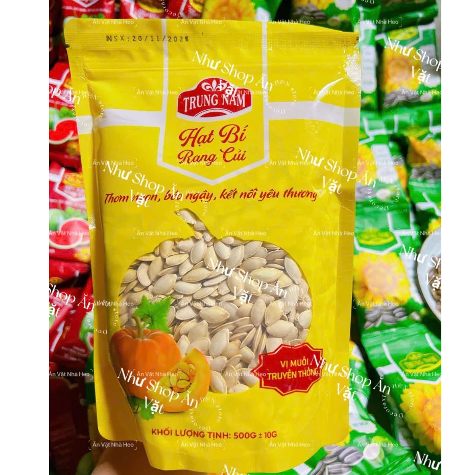 Hạt Bí Rang Củi Trung Nam Vị Muối Truyền Thống, Hạt Dày Rang Giòn, Thơm Béo món ăn vặt ngày tết ăn vặt nhà heo