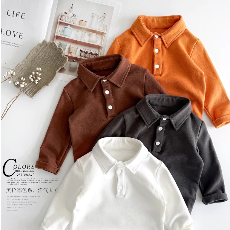 Áo Polo Dài Tay Cho Bé Trai Bé Gái Cotton Cá Sấu Thời Trang Trẻ Em MOONBE Thu Đông Áo Thun MB
