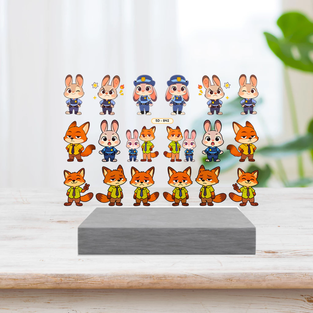 Sticker Zootopia Dán Móng 5D Trang Trí Mới