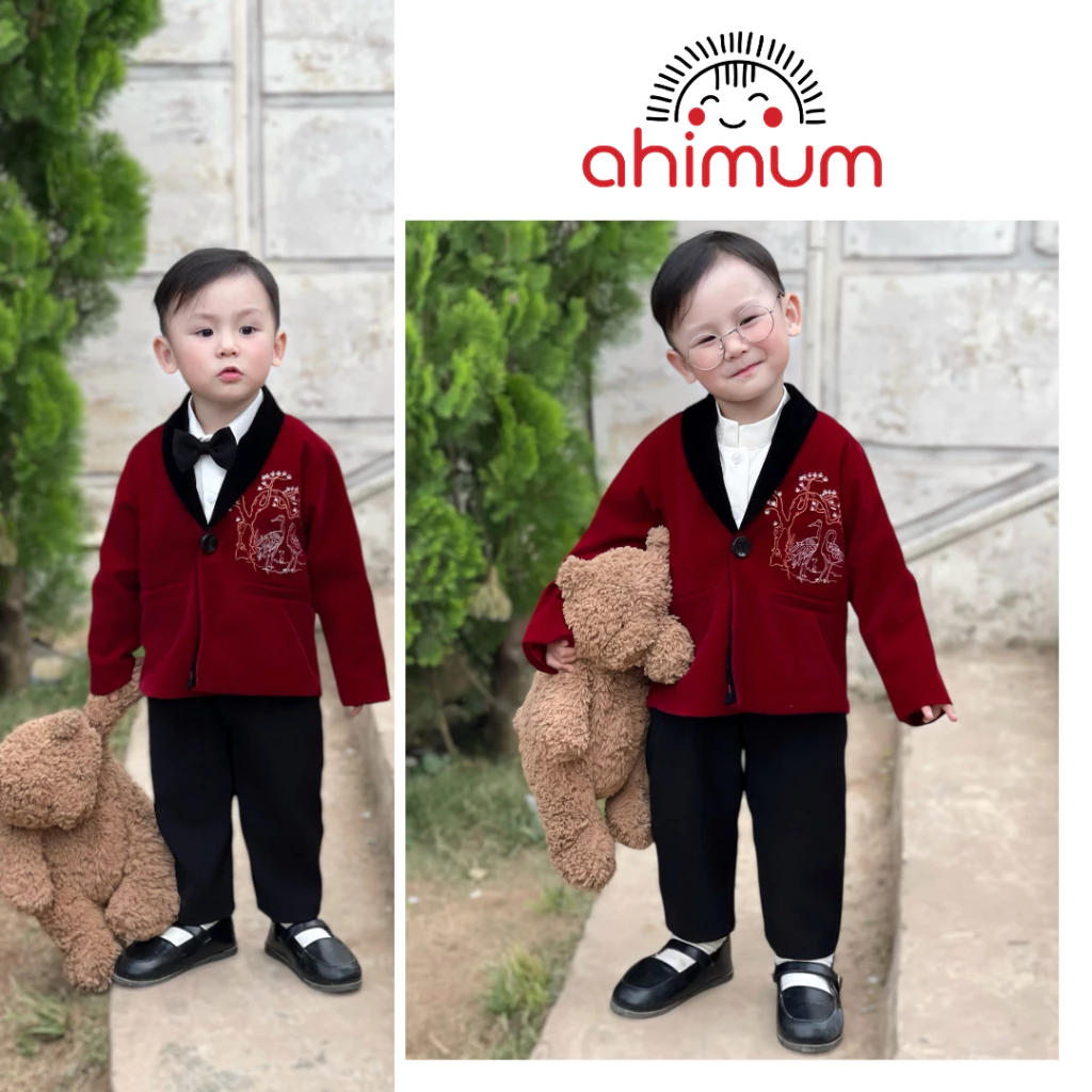 Vest bé trai cao cấp Song Hạc sang trọng chuẩn dáng vest bé trai hàn quốc set vest bé trai