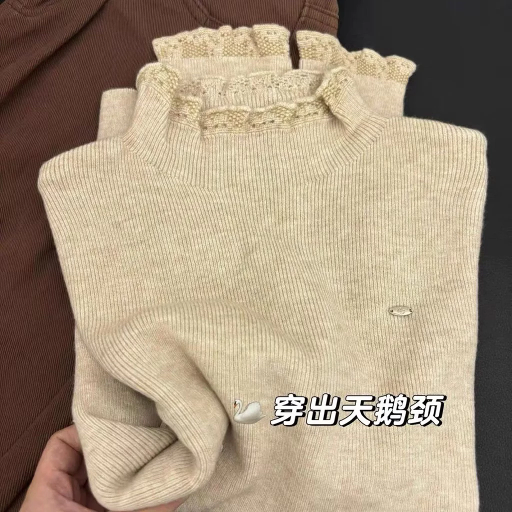 𝑶𝒏𝒊.𝑺𝒉𝒐𝒑_Áo Len Giữ Nhiệt Phối Cổ Bèo Tay Bèo Cách Điệu 4 Màu Nữ Tính Chuẩn Loại 1