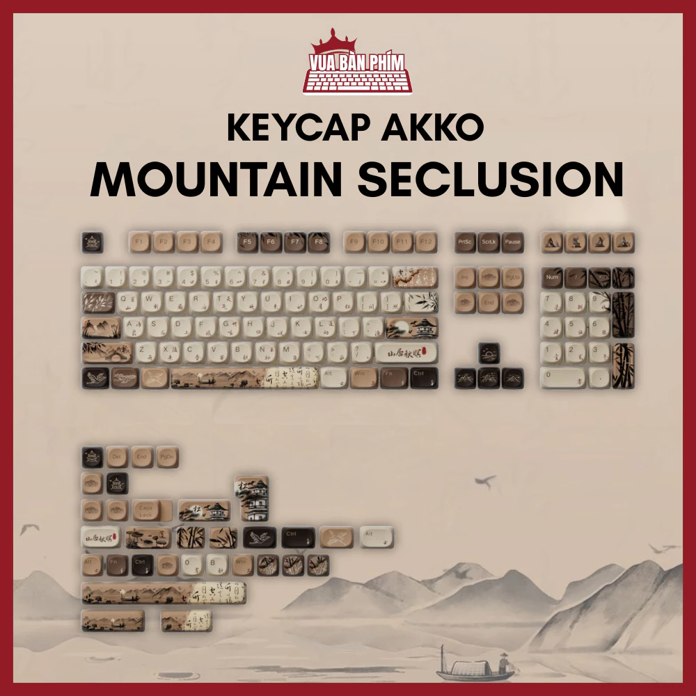 Bộ keycap Akko cao cấp Mountain Seclusion chất liệu pbt in nhiệt Dysesub, profile moa ,140 nút , phù hợp mọi layout phím