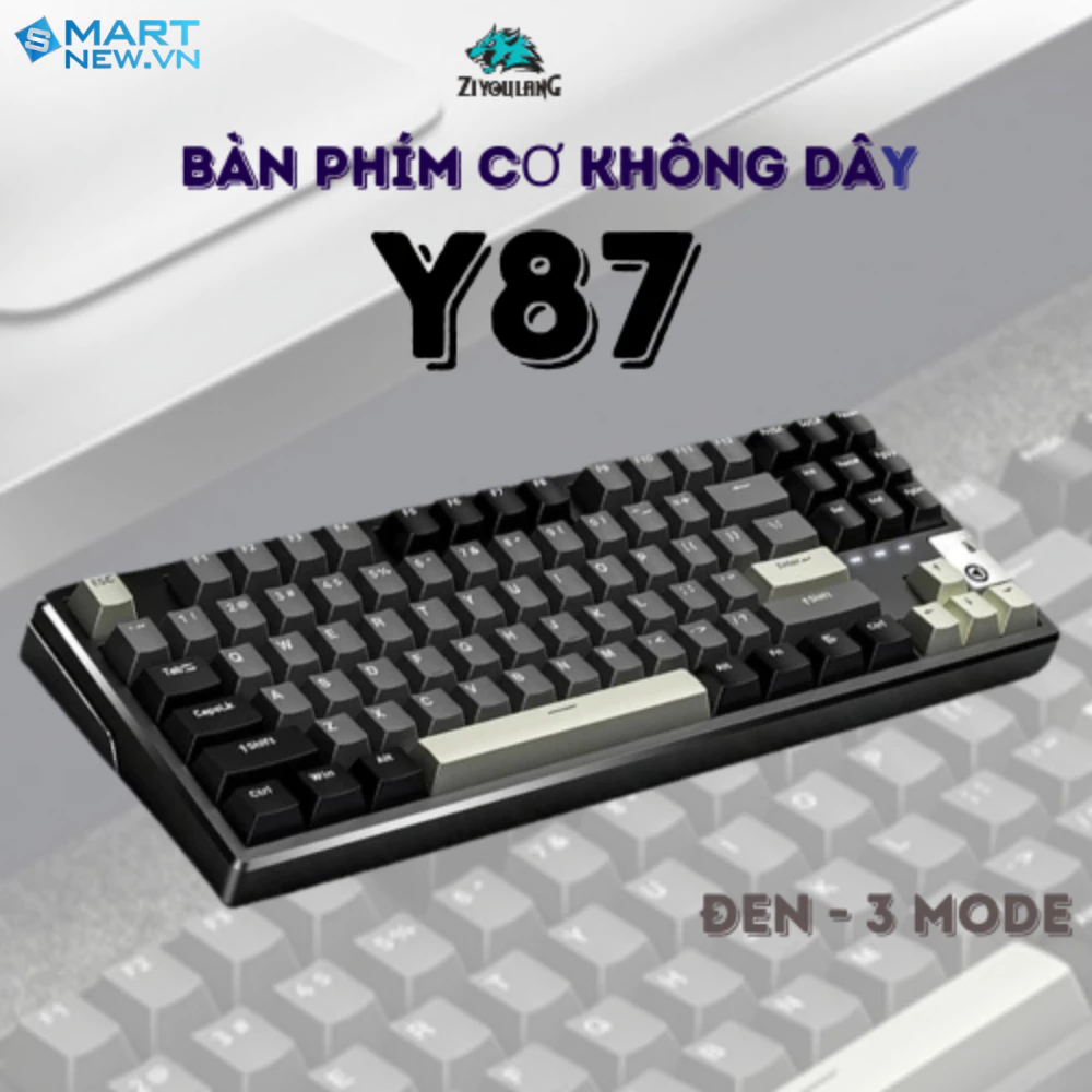 Bàn phím cơ không dây Y87 - 3 mode - Mạch xuôi 5 pin - App Marco - LED RGB - Full Foam