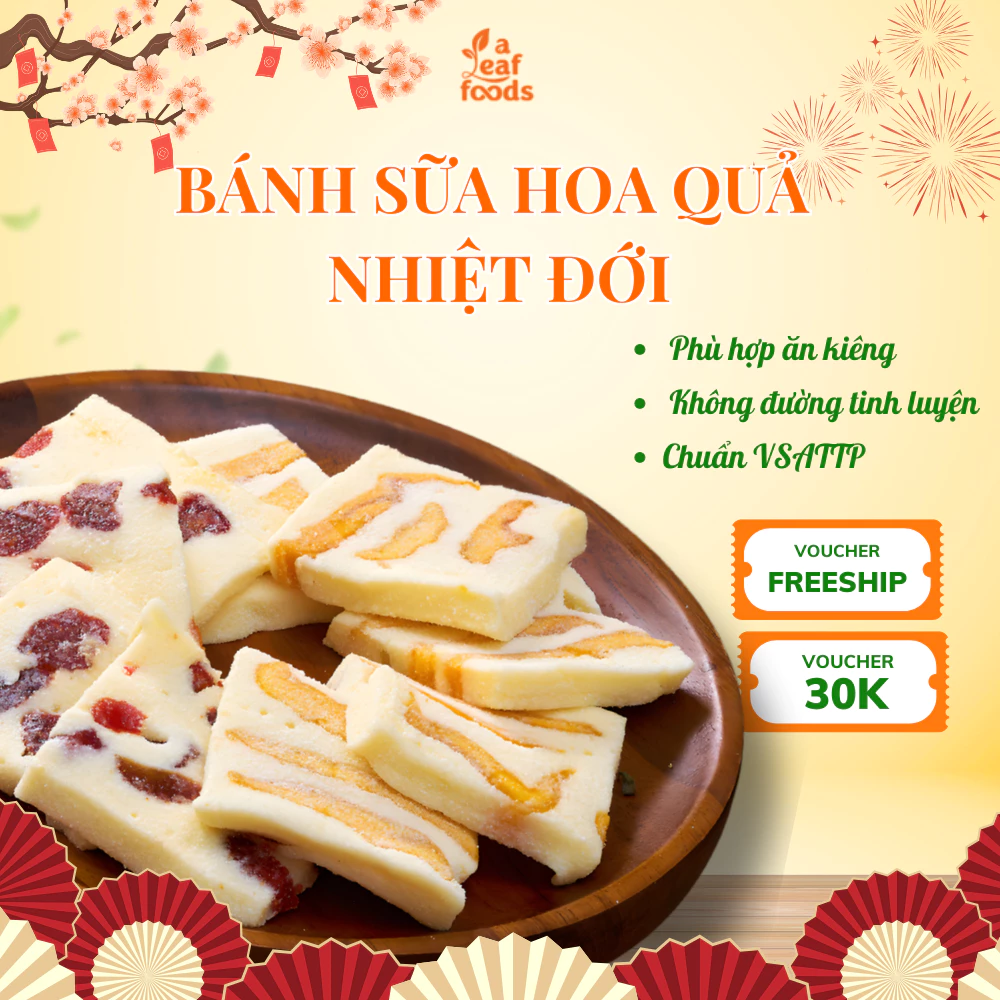 Bánh sữa hoa quả nhiệt đới Baker Baking ít đường, thơm sữa ăn vặt Healthy  Bánh kẹo tết A Leaf Foods 250g-500g