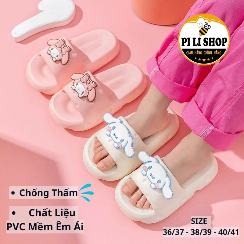 Dép Bánh Mì Nam Nữ Họa Tiết Melody Cina Kuromi Đáng Yêu, Dép Đúc Quai Ngang Chống Nước Mang Êm Chân