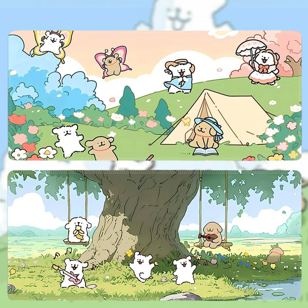 🐶🌿 Lót Chuột Cún Puppy Picnic Pastel – Mousepad Decor Thú Cưng Dã Ngoại Dễ Thương