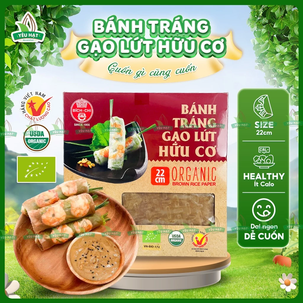 [CHUẨN HỮU CƠ] Bánh Tráng Gạo Lứt Dai Ngon Size To 22cm - Bánh Tráng Cuốn Rau Gỏi Cuốn Chả Giò Eaclean Ngon