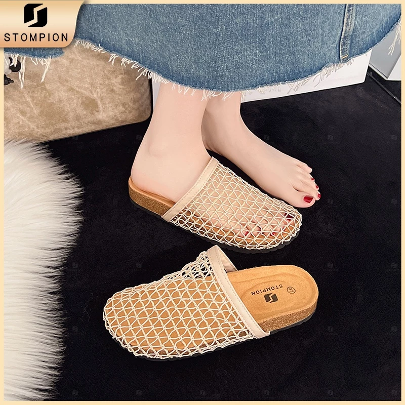 STOMPION Sandal đế mềm nhẹ thiết kế lỗ ren: Kiểu dáng cao cấp, thoải mái không mỏi chân