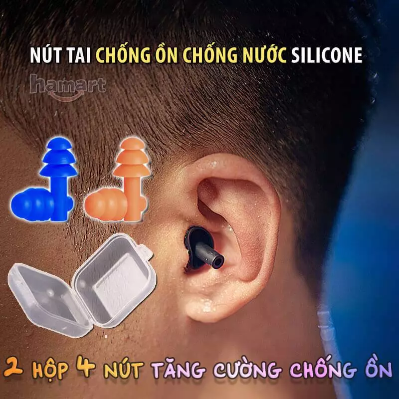 Nút Tai Chống Ồn Cách Âm Khi Ngủ Silicon Mềm Bịt Bảo Vệ Tai Chống Nước Bơi Lội Có Hộp Nhựa
