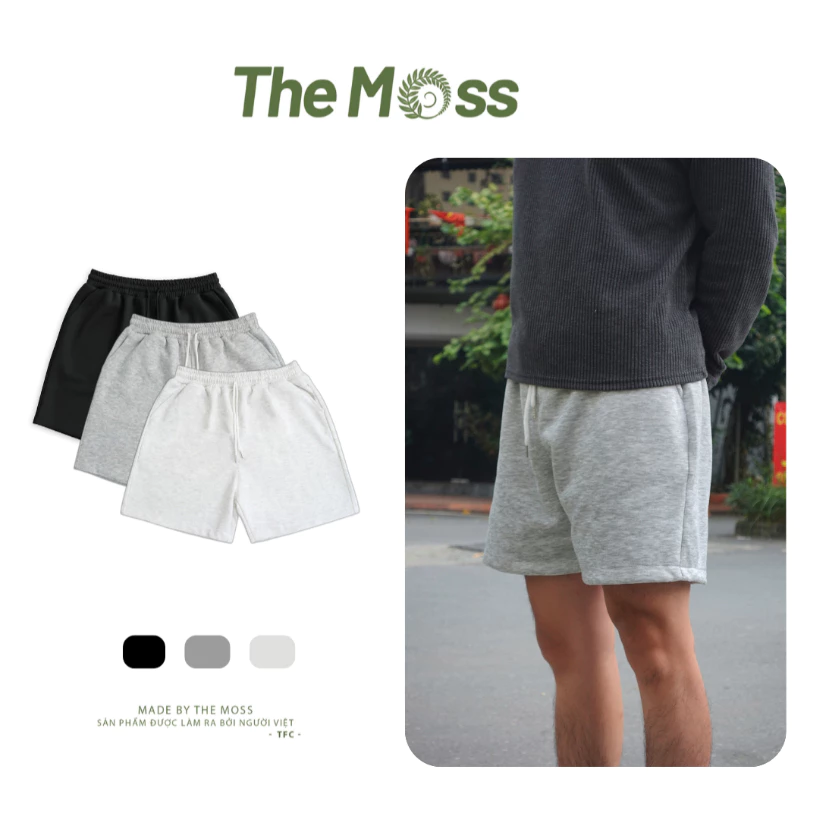 The Moss - Quần Short Nam The Moss Form Trên Gối Vải Nỉ 2 Da Mềm Mại Thoải Mái  Phong Cách Hàn Quốc