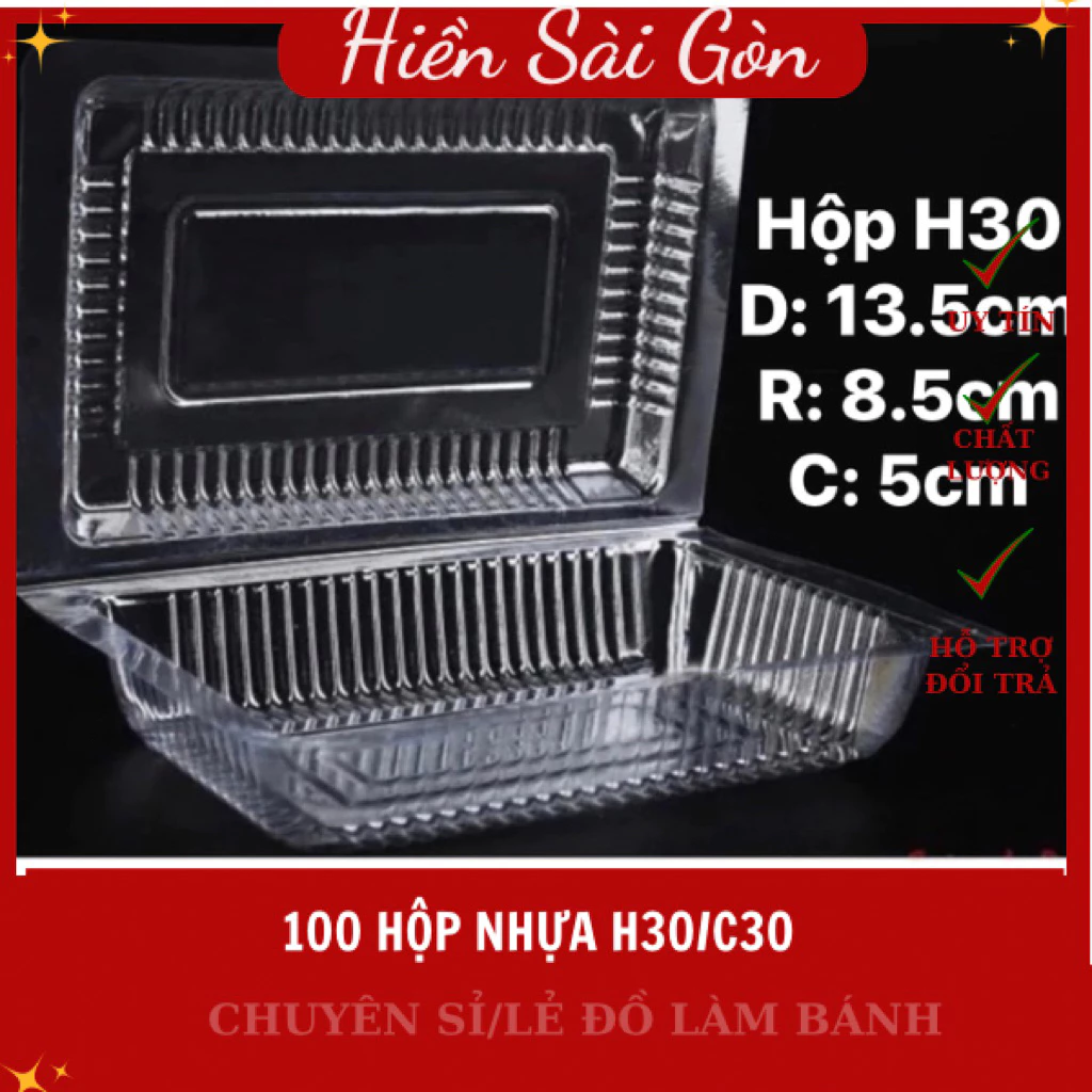 HỘP NHỰA H30 – LỐC 100 HỘP | HỘP PET TRONG SUỐT – AN TOÀN THỰC PHẨM