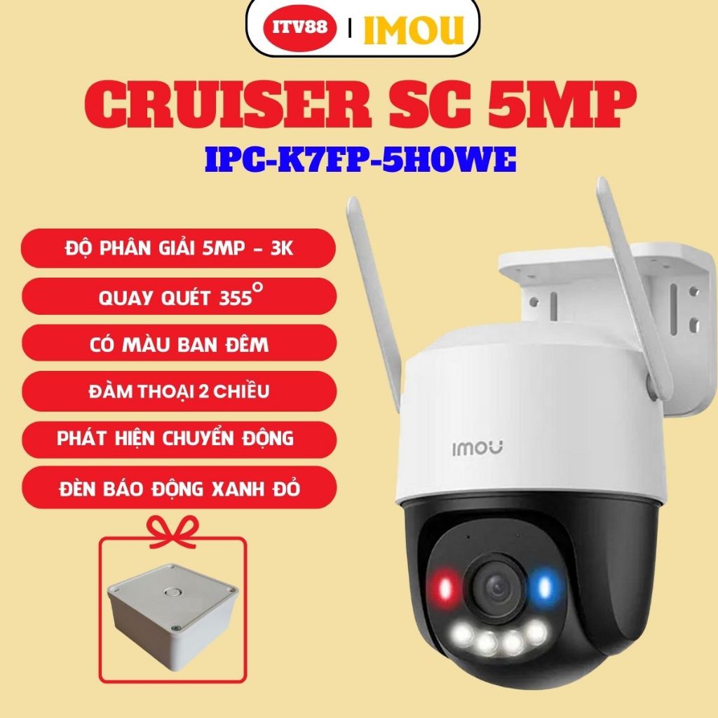 Camera imou ngoài trời cruiser sc 5mp/3mp - ipc-k7fp-5h0we/3h0we có màu i đàm…