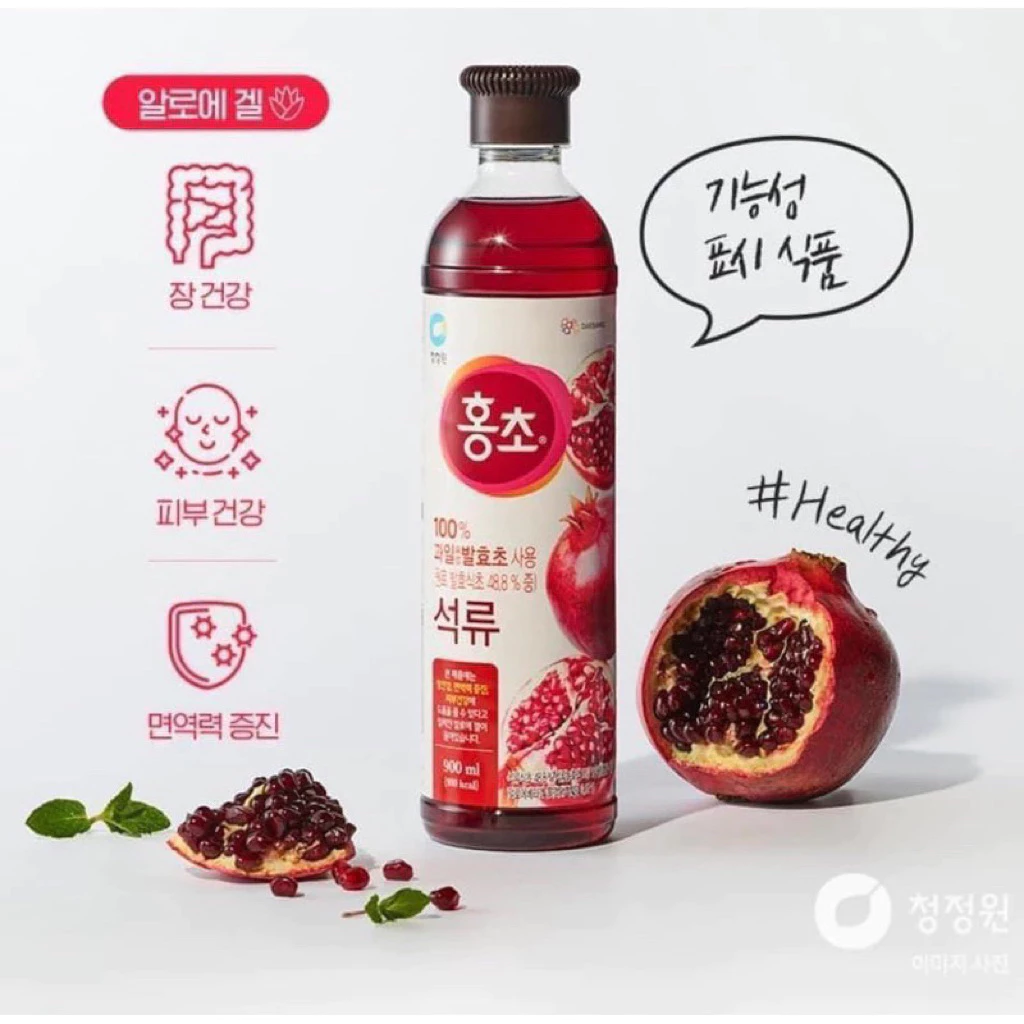 Giấm Lựu lên men Daesang Hàn Quốc dấm Hongcho 900ml 500ml đẹp dáng da hỗ trợ giảm cân